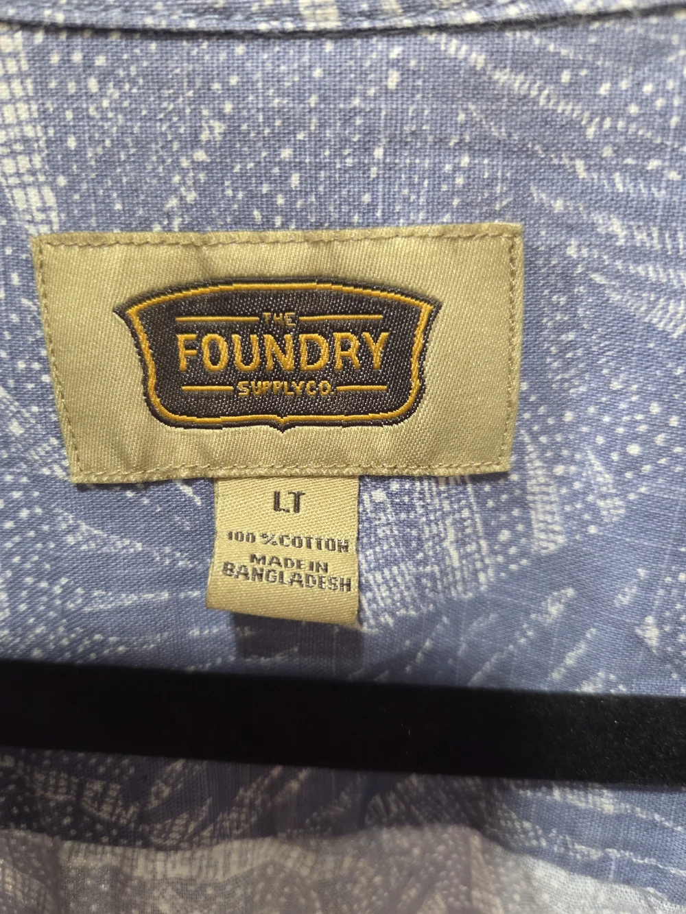 The Foundry Supply Co. Short-Sleeve Button-Down Palm Print Shirt - Blue Ombre